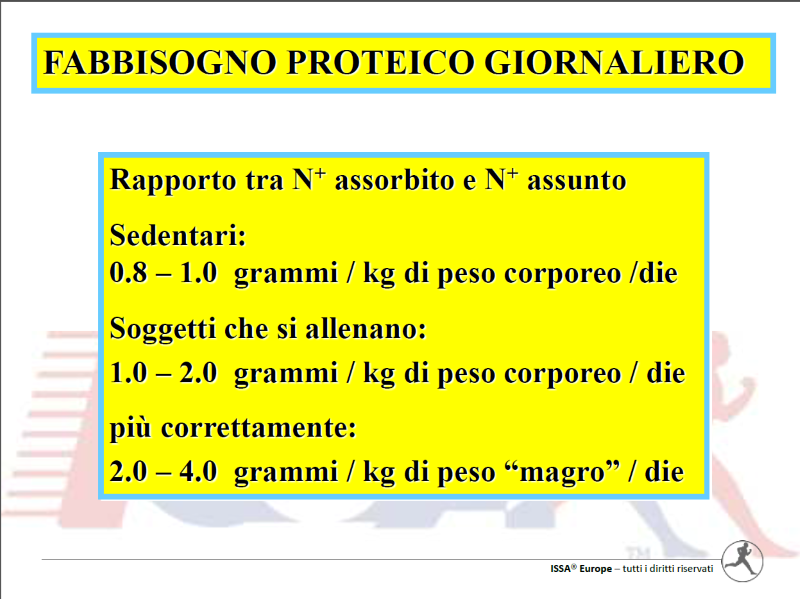 Fabbisogno proteico quotidiano